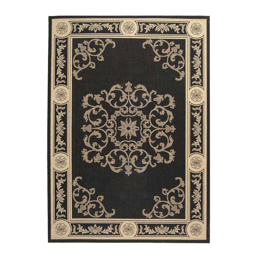 COURTYARD, BLACK / SAND, 6'-7" X 6'-7" Round, Area Rug, CY2914-3908-7R