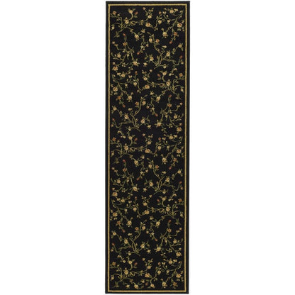Black and Green Area Rug with Power Loomed Polypropylene Pile and Jute Backing