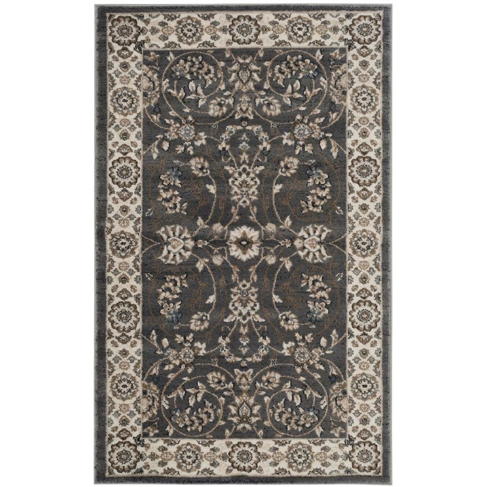 Gray and Cream Area Rug with Power Loomed Construction and Jute Backing