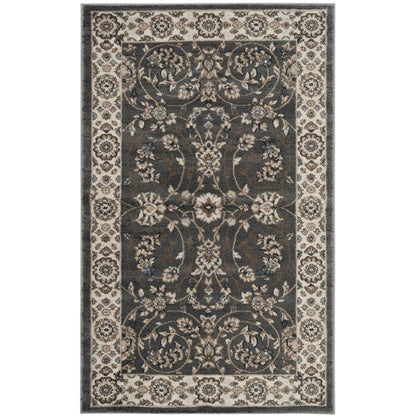 Gray and Cream Area Rug with Power Loomed Construction and Jute Backing