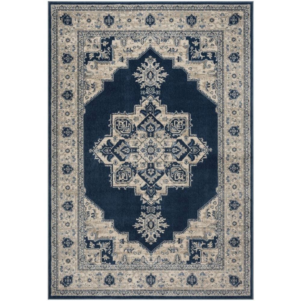 Navy and Creme Area Rug with Jute Backing and Power Loomed Construction