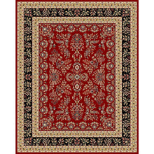 Red and Black Area Rug with Power Loomed Construction and Jute Backing