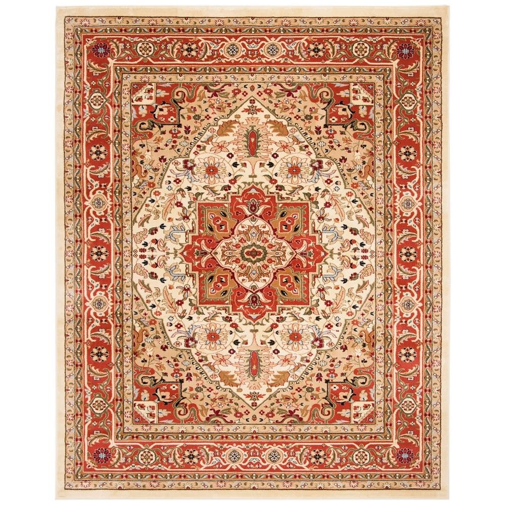 Ivory and Rust Area Rug with Power Loomed Polypropylene Pile and Jute Backing