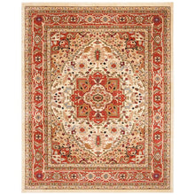 Ivory and Rust Area Rug with Power Loomed Polypropylene Pile and Jute Backing