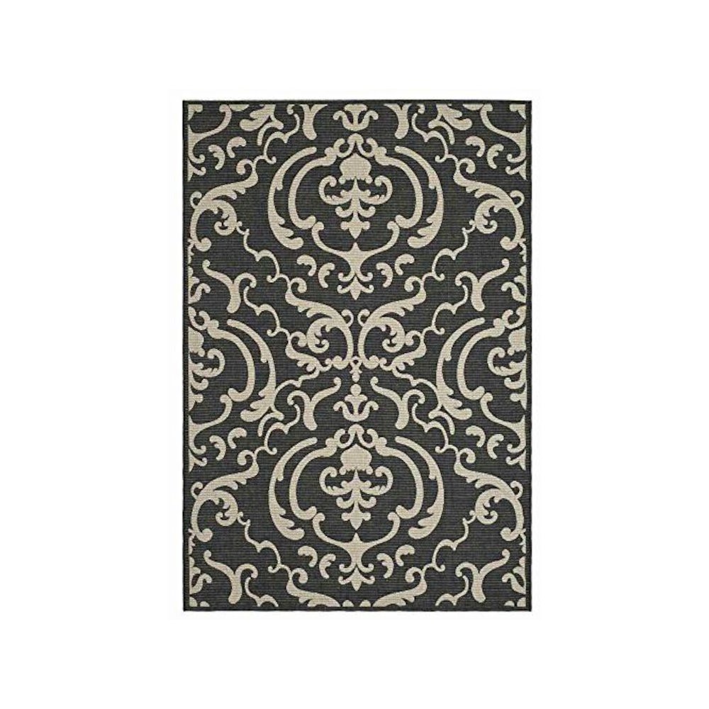 COURTYARD, BLACK / SAND, 4' X 5'-7", Area Rug, CY2663-3908-4