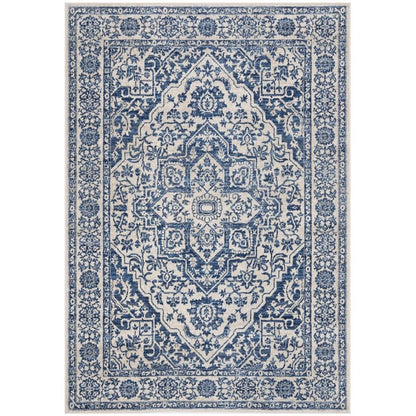 Navy and Light Grey Area Rug with Jute Backing and Power Loomed Construction