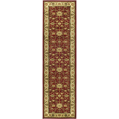 Red / Ivory Area Rug with Jute Backing & Power Loomed Construction, 2'-3" x 6'