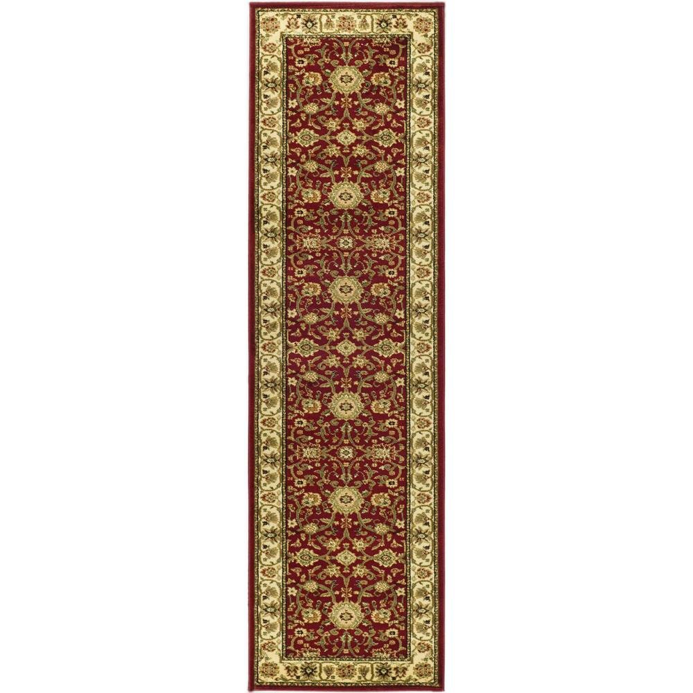 Red and Ivory Area Rug with Power Loomed Jute Backing and Polypropylene Pile