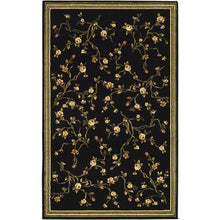 Black and Green Area Rug with Power Loomed Construction and Jute Backing
