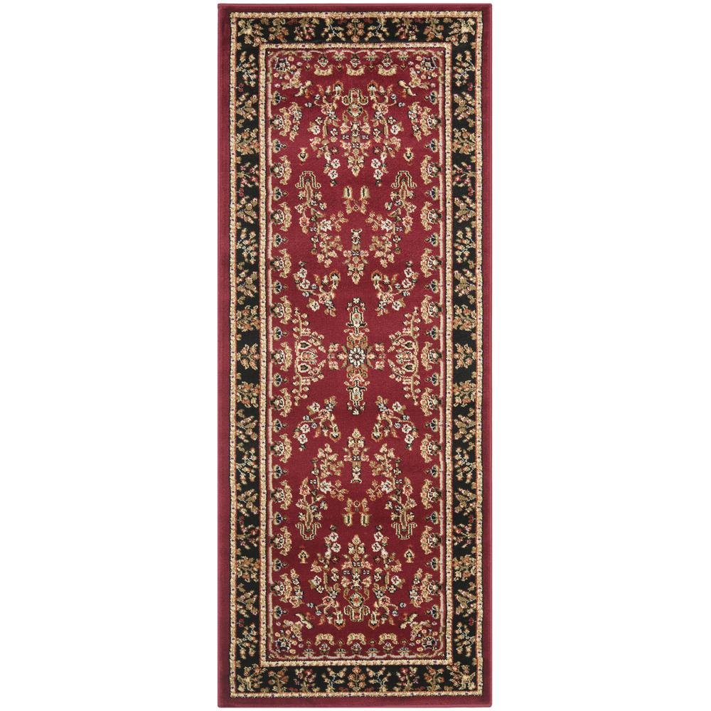Red and Black Area Rug with Power Loomed Polypropylene Material, Jute Backing