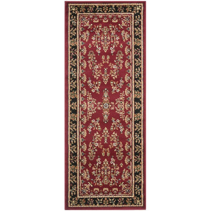 Red and Black Area Rug with Power Loomed Polypropylene Material, Jute Backing