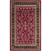 Red and Black Area Rug with Power Loomed Construction and Jute Backing