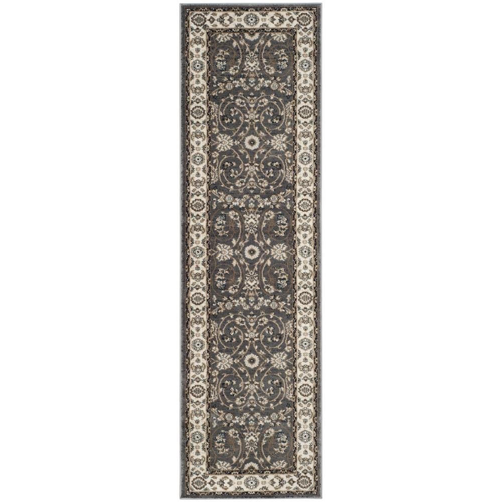 Grey / Cream Area Rug with Power Loomed Jute Backing, 2'-3" x 8' style
