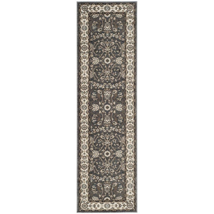 Grey / Cream Area Rug with Power Loomed Jute Backing, 2'-3" x 8' style