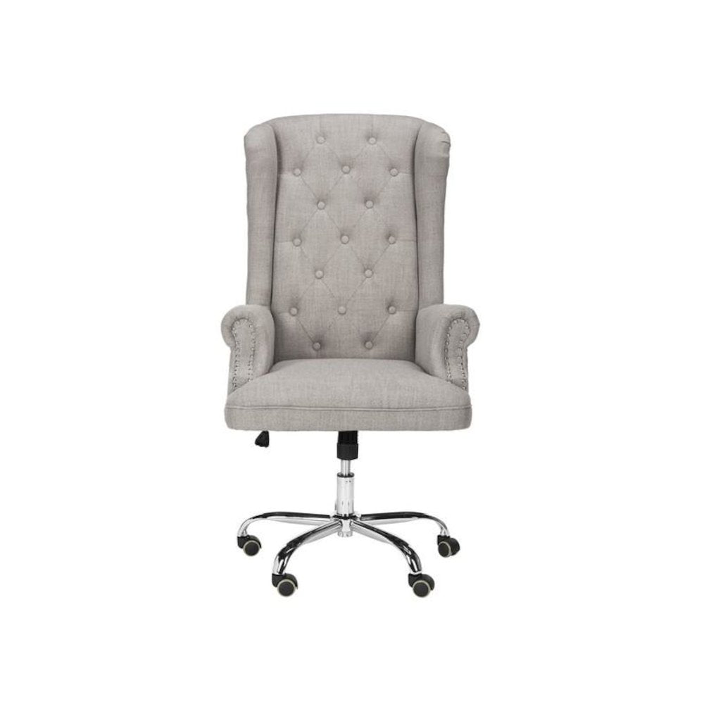 IAN LINEN CHROME LEG SWIVEL OFFICE CHAIR