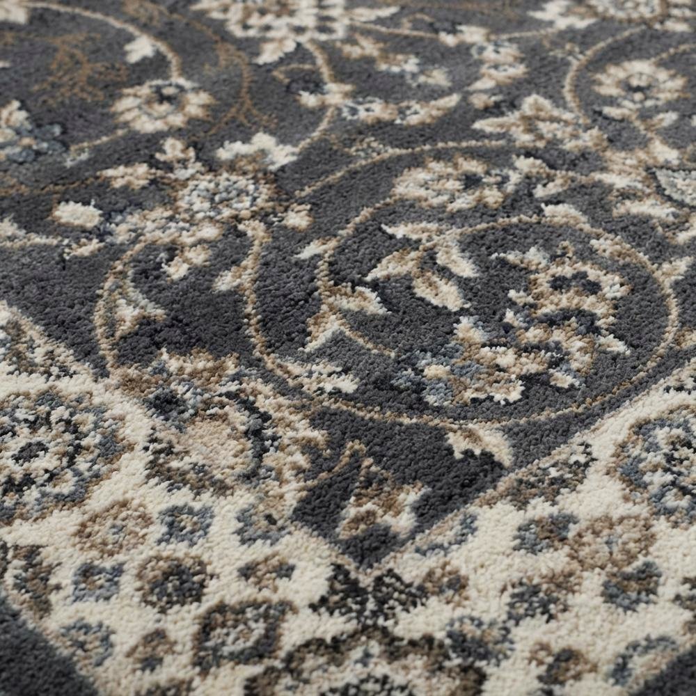 Gray and Cream Area Rug with Power Loomed Construction and Jute Backing