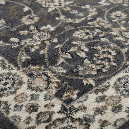 Gray and Cream Area Rug with Power Loomed Construction and Jute Backing