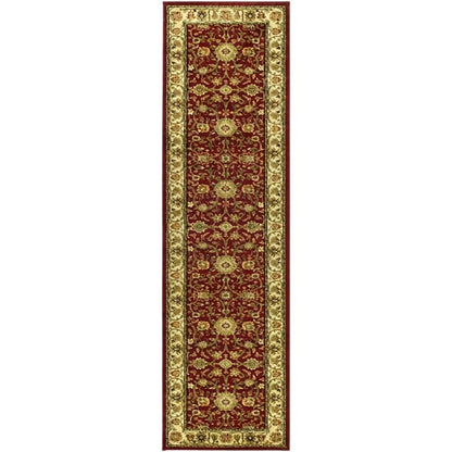 Red and Ivory Area Rug with Power Loomed Jute Backing and Polypropylene Pile