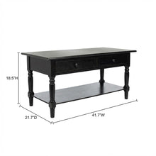 Black Pine Coffee Table with 2 Drawers and Aluminum Alloy Frame