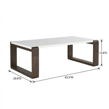 Mid-Century Modern White and Dark Brown Coffee Table with Wood Frame