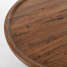 Dark Brown Round Pedestal Coffee Table with Wooden Frame and 40 lb Capacity