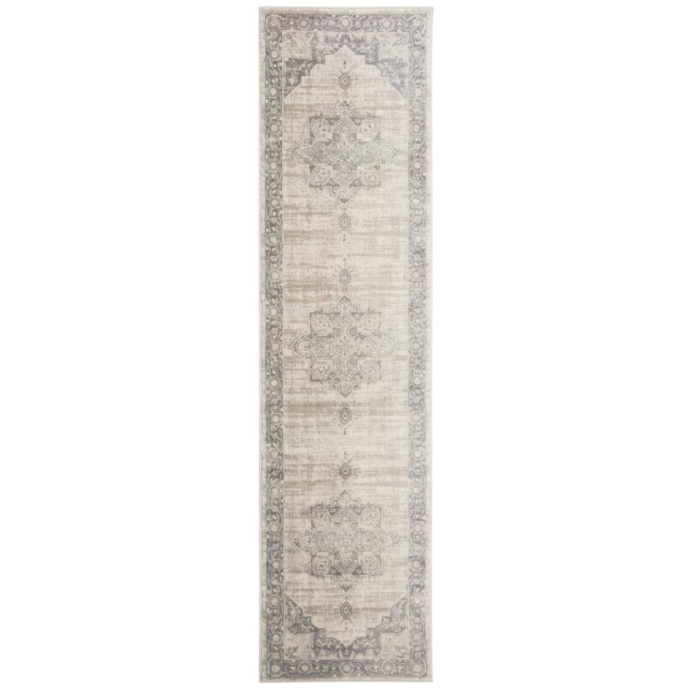Cream / Grey Area Rug with Jute Backing and Power Loomed Craftsmanship, Runner