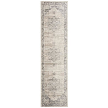 Cream / Grey Area Rug with Jute Backing and Power Loomed Craftsmanship, Runner