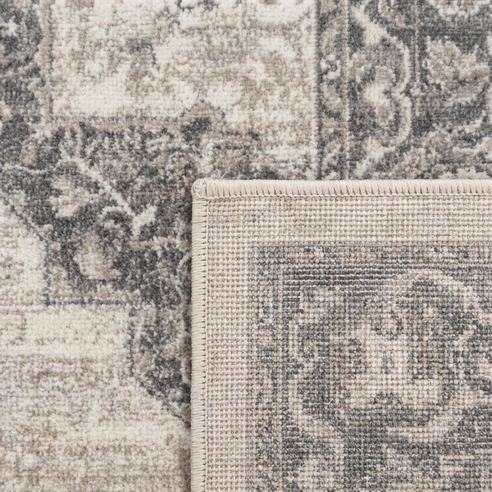 Cream and Grey Area Rug with Power Loomed Small Rectangle Shape