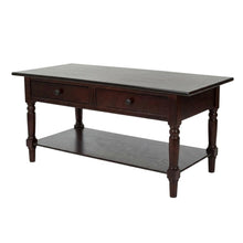 Cherry Wood Coffee Table with 2 Drawers and Shelf Storage
