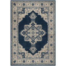 Navy and Creme Area Rug with Jute Backing and Power Loomed Construction