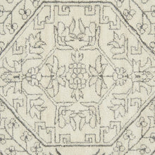 Ivory and Silver 8-Foot Square Area Rug with Polypropylene Pile, Power Loomed