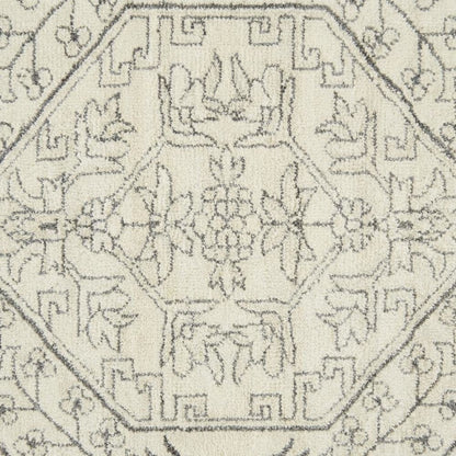Ivory and Silver 8-Foot Square Area Rug with Polypropylene Pile, Power Loomed