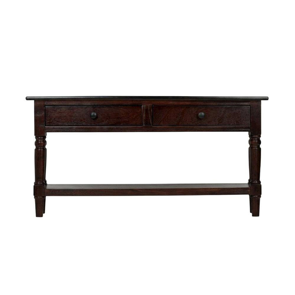 Cherry Wood Coffee Table with 2 Drawers and Shelf Storage