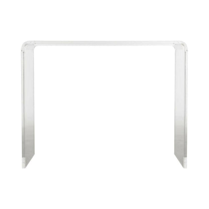 Clear acrylic coffee table with sleek design and lightweight build