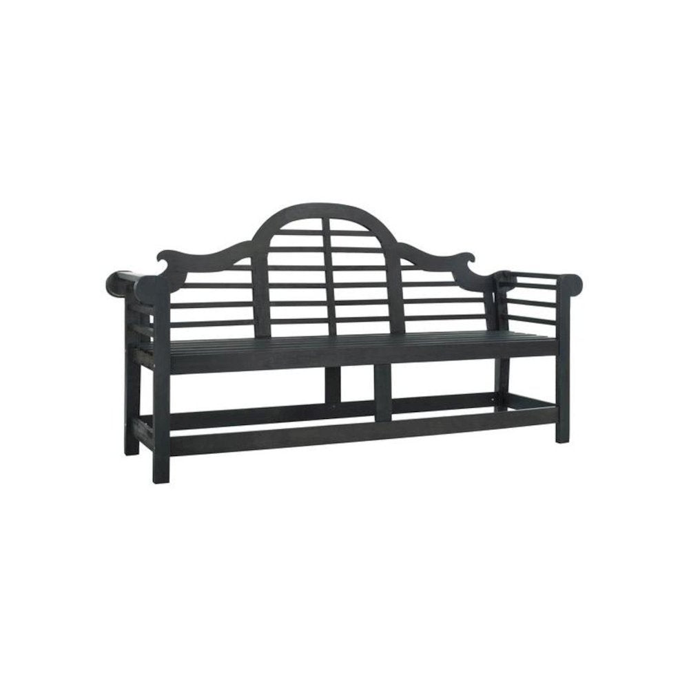 Dark Slate Grey Acacia Bench with Galvanized Steel Frame for Outdoor Use