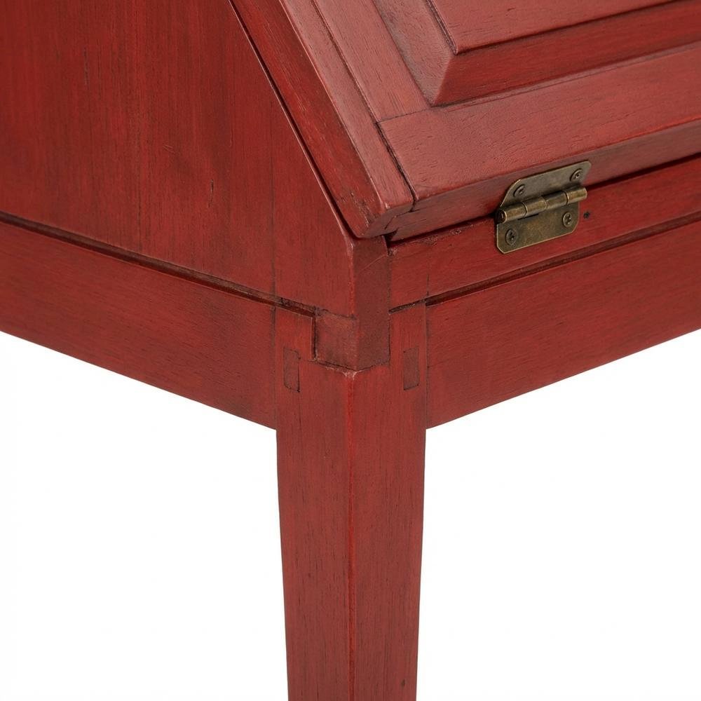 Red Pine Office Desk With 7 Drawers And Pull Shelf