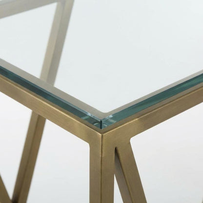 Glass Top Office Desk With Gold Metal Frame And 29.53-Inch Leg Height