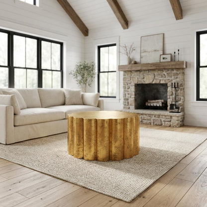 Gold Coffee Table with Iron Frame and Modern Design for Living Room