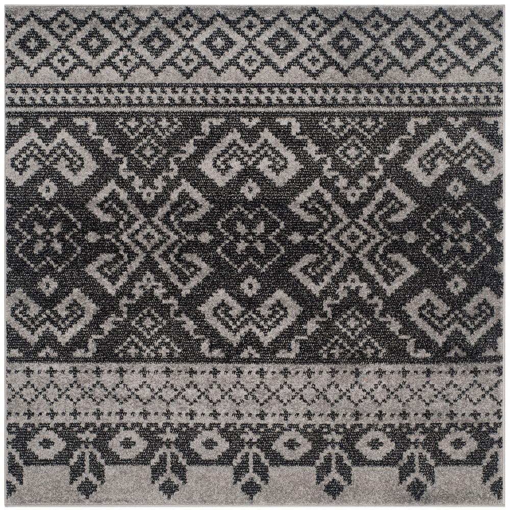 Adirondack, SILVER / BLACK, 6' X 6' Square, Area Rug, ADR107A-6SQ