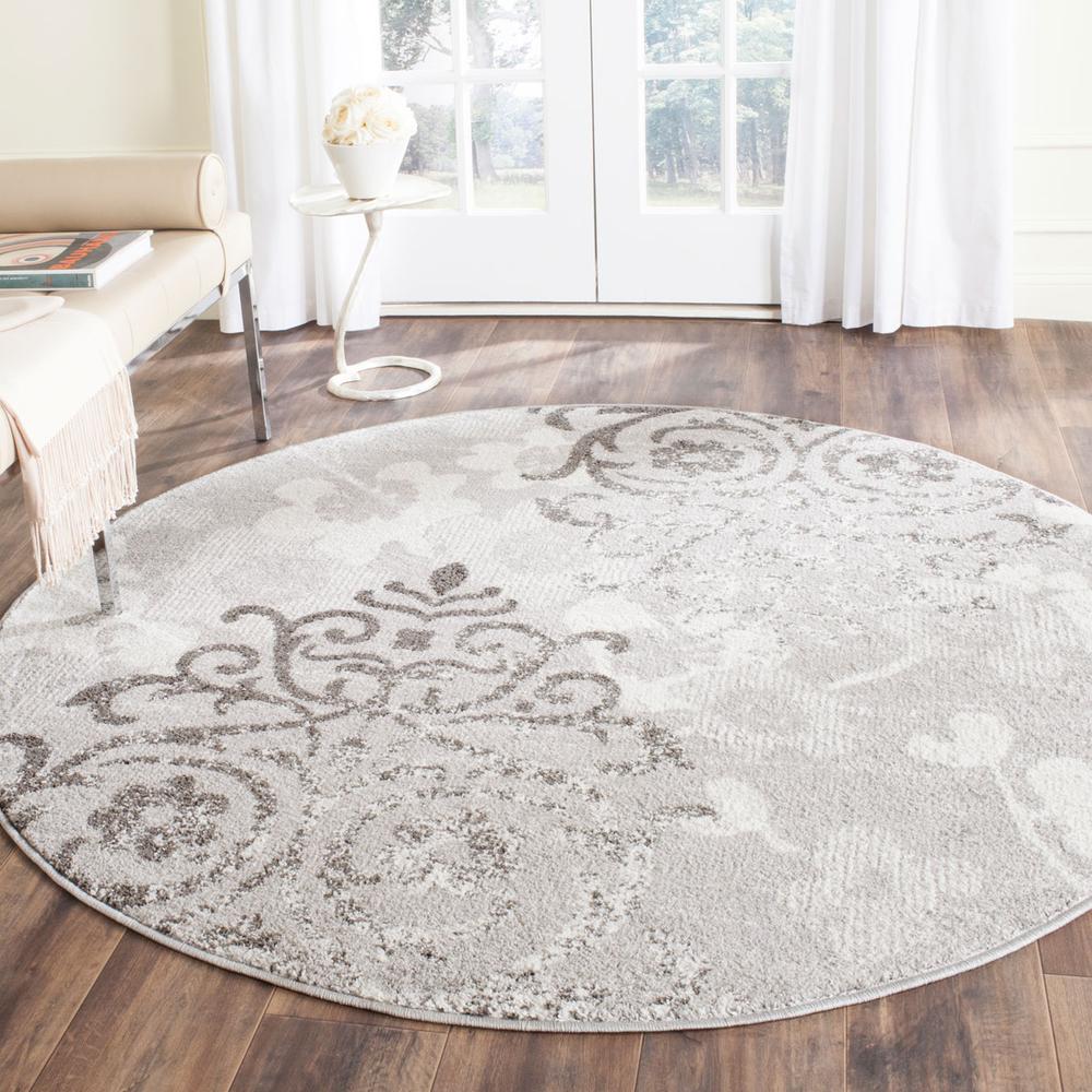 Adirondack, SILVER / IVORY, 4' X 4' Round, Area Rug, ADR114B-4R