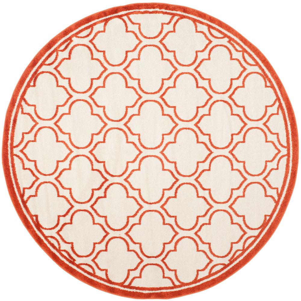 AMHERST, IVORY / ORANGE, 7' X 7' Round, Area Rug, AMT412F-7R
