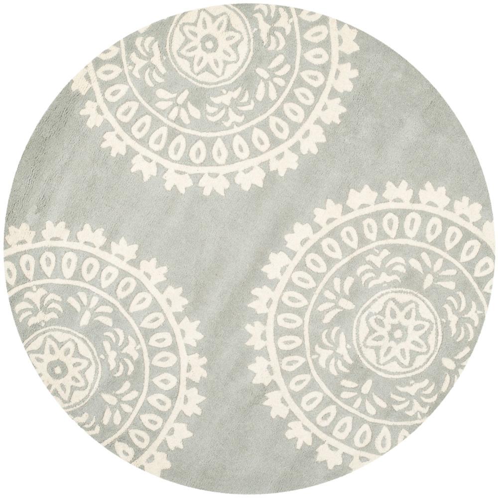 BELLA, GREY / IVORY, 7' X 7' Round, Area Rug, BEL121A-7R