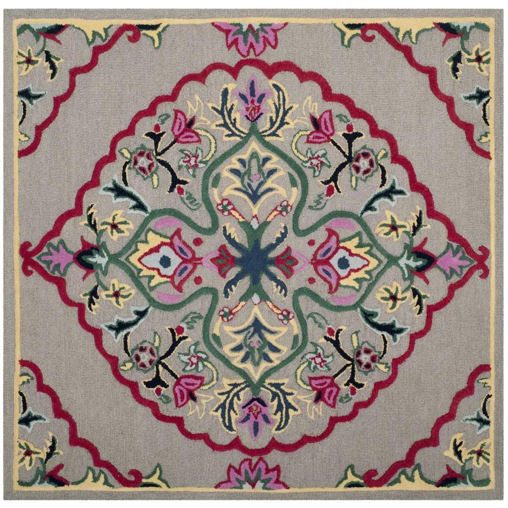 Bellagio, DARK GREY / MULTI, 7' X 7' Square, Area Rug