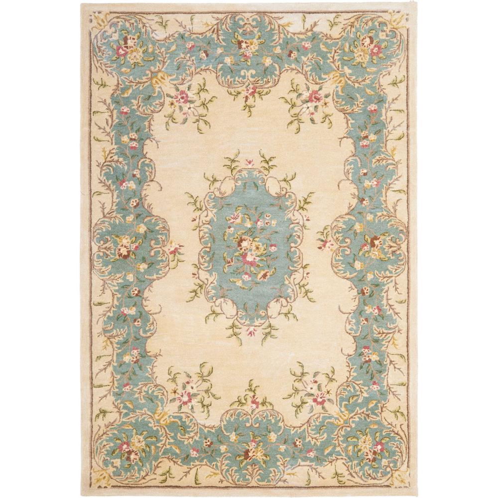 BERGAMA, IVORY / LIGHT BLUE, 6' X 9', Area Rug