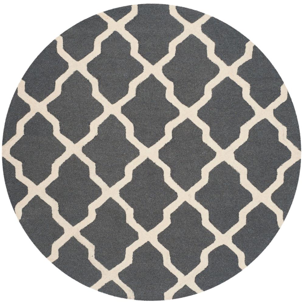CAMBRIDGE, DARK GREY / IVORY, 6' X 6' Round, Area Rug, CAM121X-6R