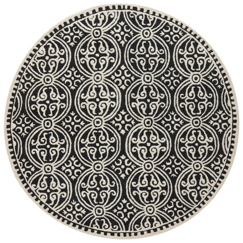 CAMBRIDGE, BLACK / IVORY, 4' X 4' Round, Area Rug, CAM123E-4R