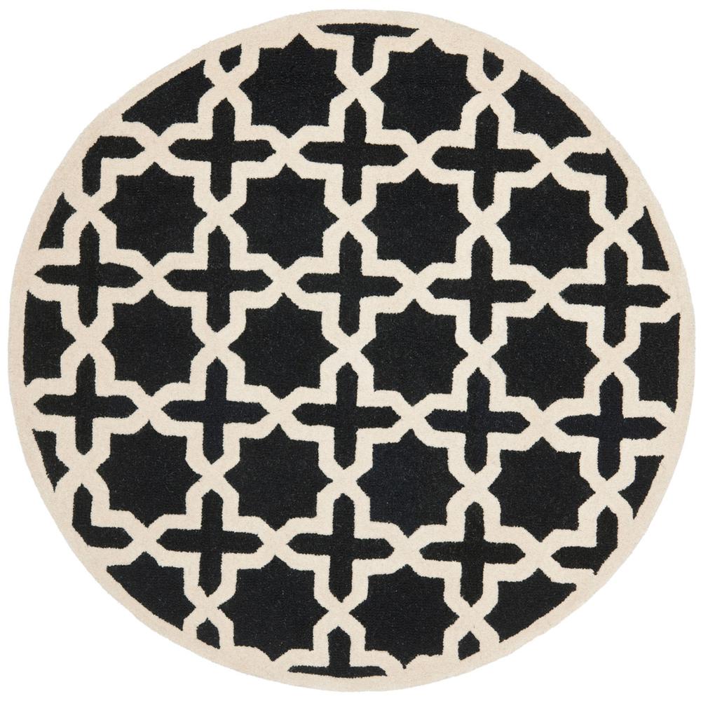 CAMBRIDGE, BLACK / IVORY, 6' X 6' Round, Area Rug, CAM125E-6R