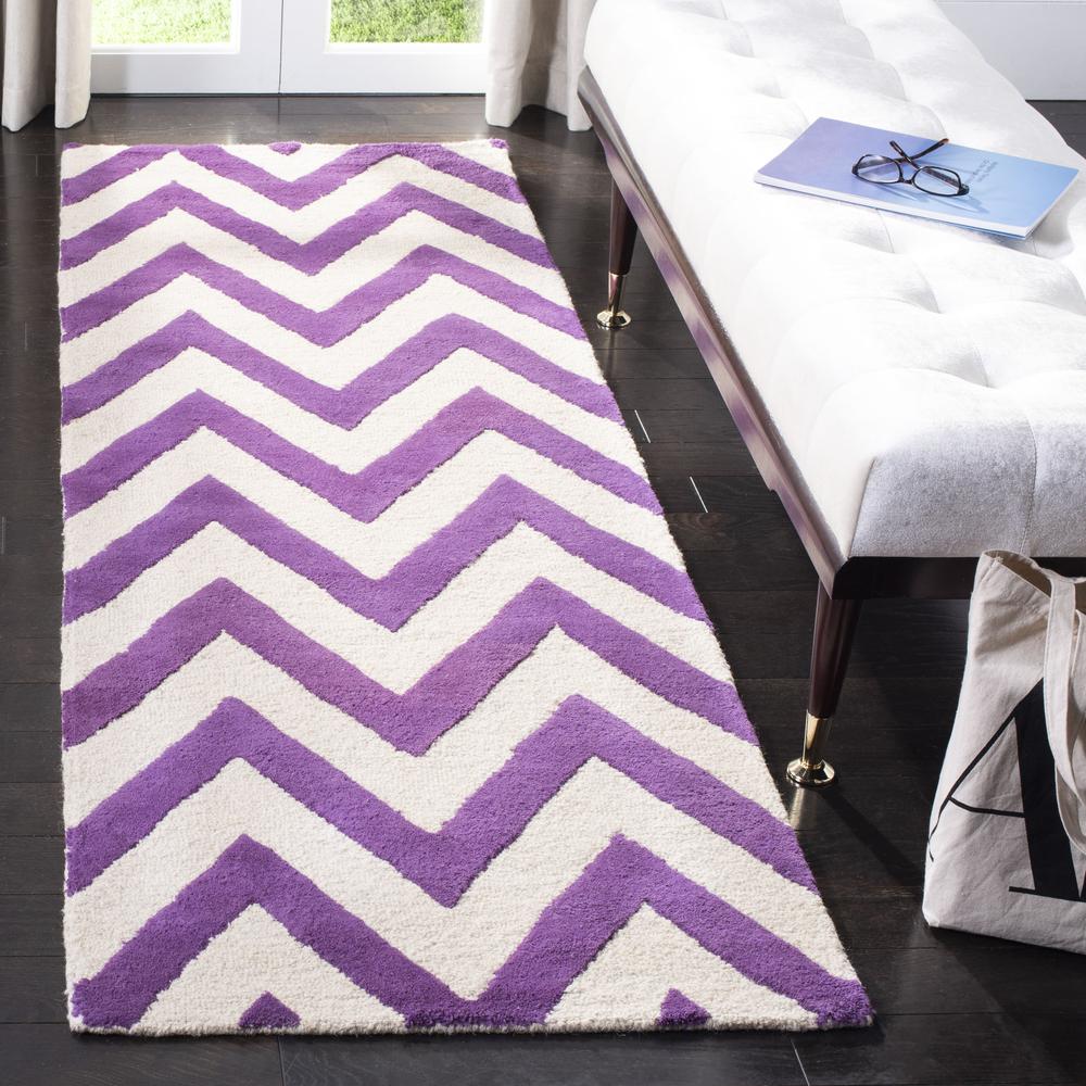 CAMBRIDGE, PURPLE / IVORY, 2'-6" X 12', Area Rug, CAM139K-212