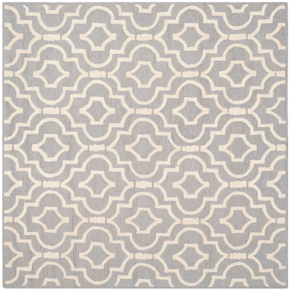 CAMBRIDGE, SILVER / IVORY, 8' X 8' Square, Area Rug, CAM141D-8SQ