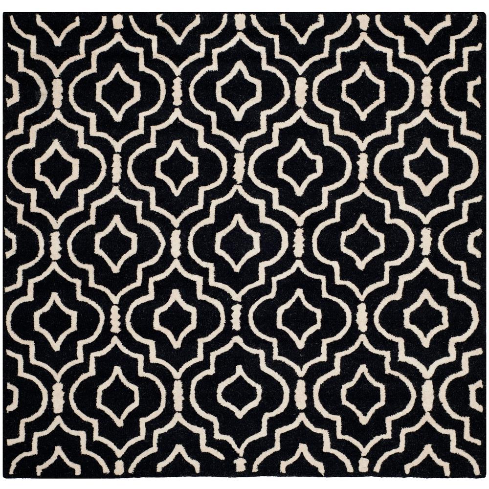CAMBRIDGE, BLACK / IVORY, 8' X 8' Square, Area Rug, CAM141E-8SQ